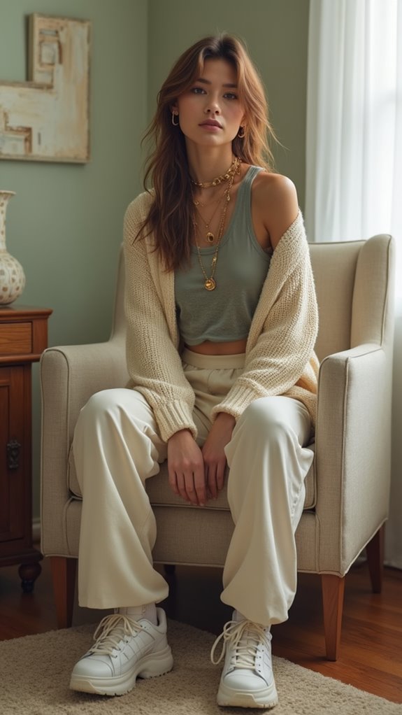 retro wide leg sweatpants styling