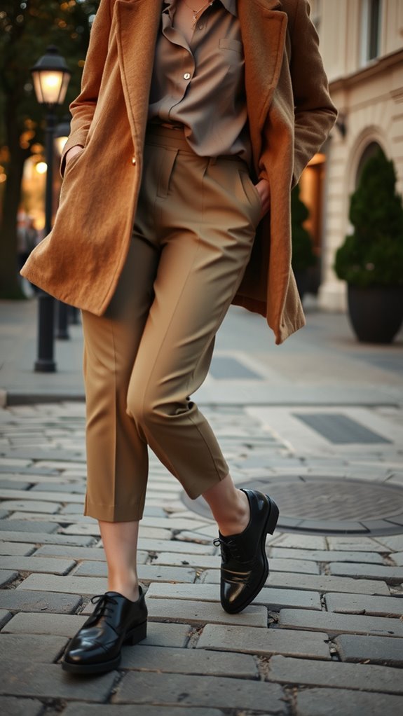 sleek oxfords with tailored trousers