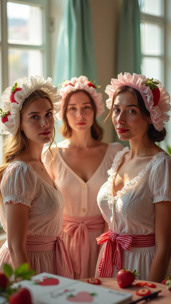 strawberry print muffin top bonnet