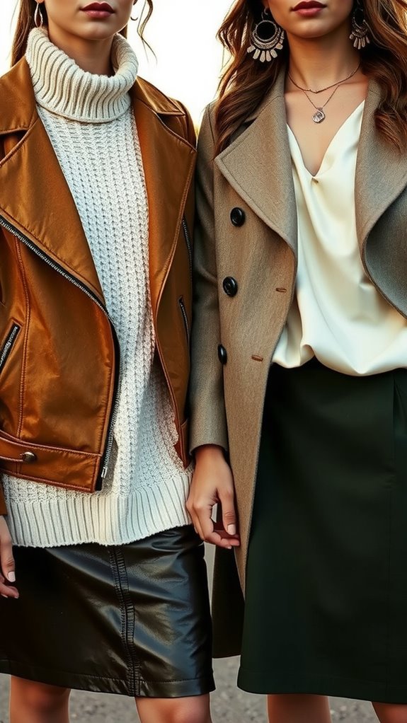 texture contrasting layered jacket styling