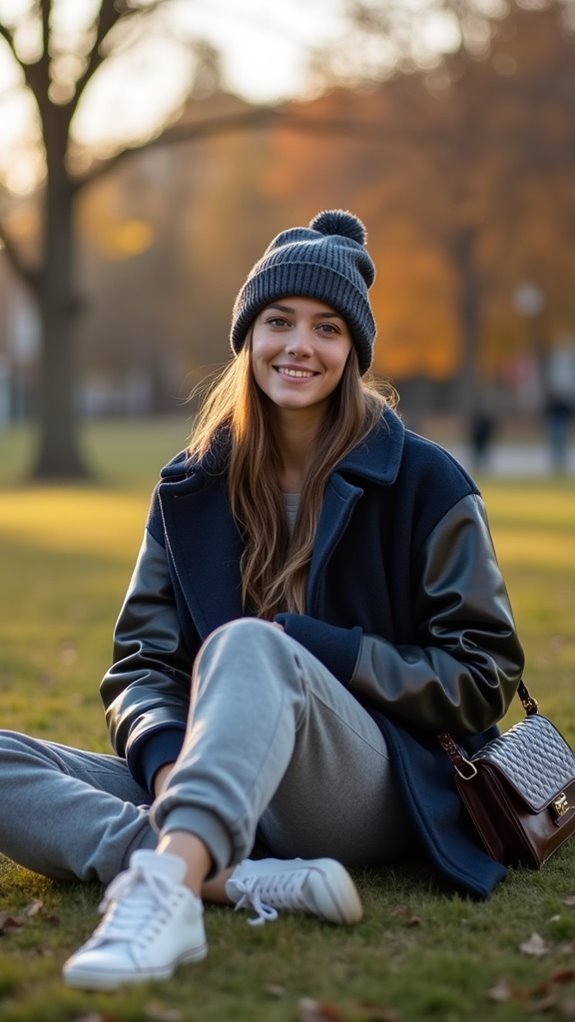 varsity layered wool coatensemble